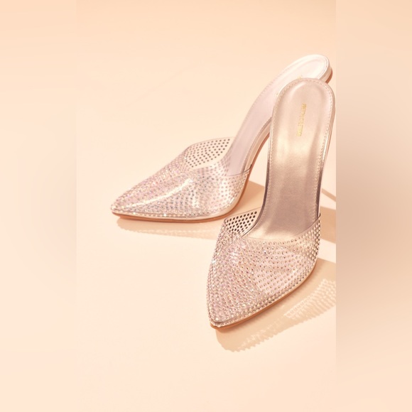 PLT Pretty Little Thing Diamond High Heel Mules - Picture 4 of 6